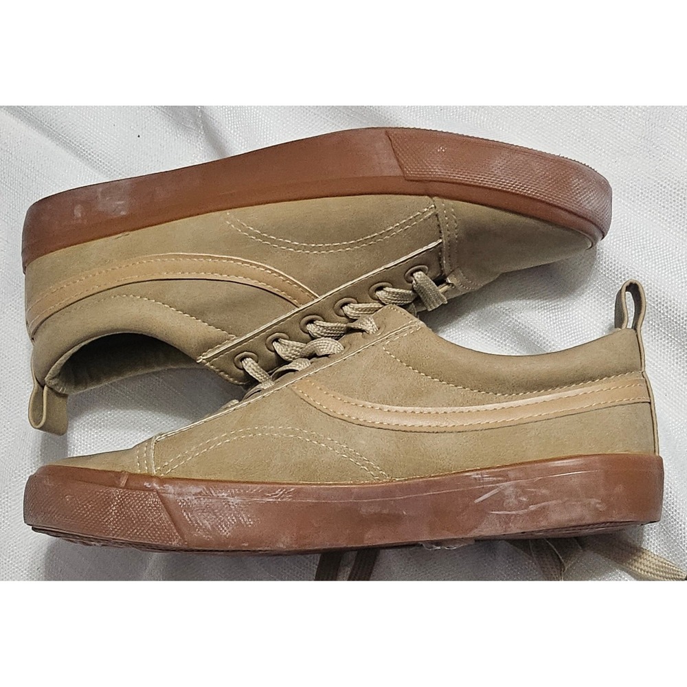 Twisted Suede Sneakers Tan Low Top Lace Up Skate Shoes Women's Size 7 US